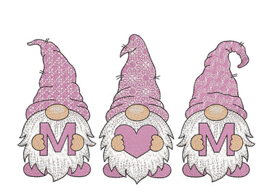 Mom Gnomes Embroidery Design, 5 sizes, Instant Download Embroidery/Applique DESIGNS Nino Nadaraia 