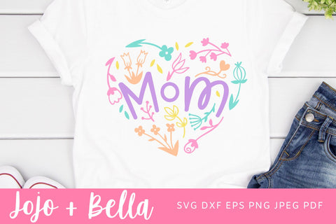 Mom heart floral SVG PNG, Mom Svg, Mam Svg, Mummy Svg, Happy Mother's Day Svg, Mother's Day Shirt Svg, Mother Svg, Birthday Svg, Heart SVG Jojo&Bella 