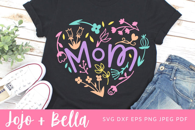 Mom heart floral SVG PNG, Mom Svg, Mam Svg, Mummy Svg, Happy Mother's Day Svg, Mother's Day Shirt Svg, Mother Svg, Birthday Svg, Heart SVG Jojo&Bella 