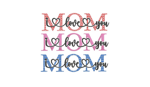 Mom I love you embroidery design, Mothers Day embroidery design, Mothers Day embroidery design. Embroidery/Applique DESIGNS ArtEMByNatalia 