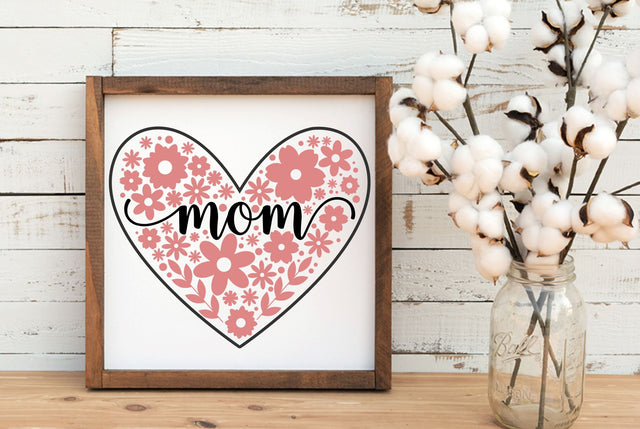 Mom in Flower Heart | Floral Heart | Mother's Day Design SVG RedFoxDesignsUS 