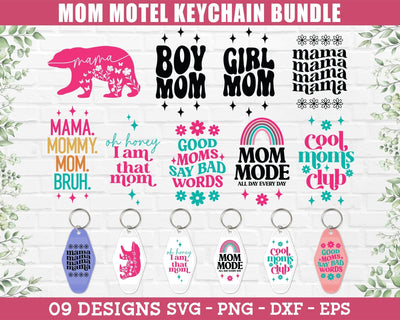 Mom Keychain SVG Bundle - Mom Motel Keychain SVG, Vintage Keychain SVG, Mom Life Keychain SVG, Retro Keychain SVG SVG GraphicsTreasures 
