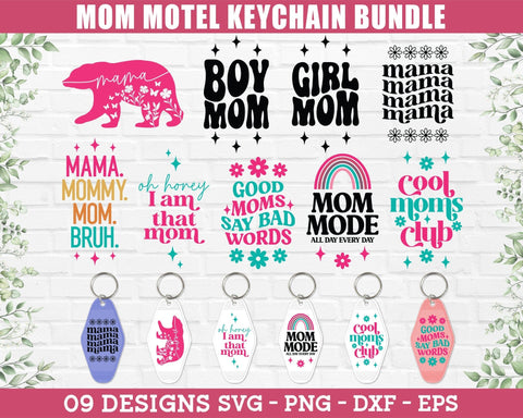 Mom Keychain SVG Bundle - Mom Motel Keychain SVG, Vintage Keychain SVG, Mom Life Keychain SVG, Retro Keychain SVG SVG GraphicsTreasures 