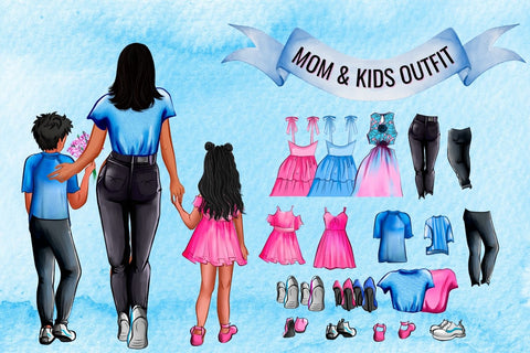 Mom & Kids Family Creator Clipart SVG SvgOcean 