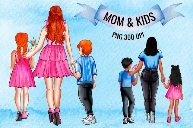 Mom & Kids Family Creator Clipart SVG SvgOcean 