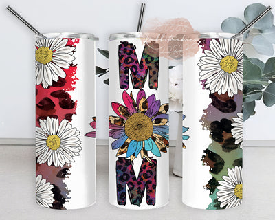 Mom Leopard Tumbler Design Png, Mom Daisy 20oz Skinny Tumbler, Colorful Leopard Tumbler Wrap, Mom Sublimation Design, Instant Download Sublimation Rabbitmakies 