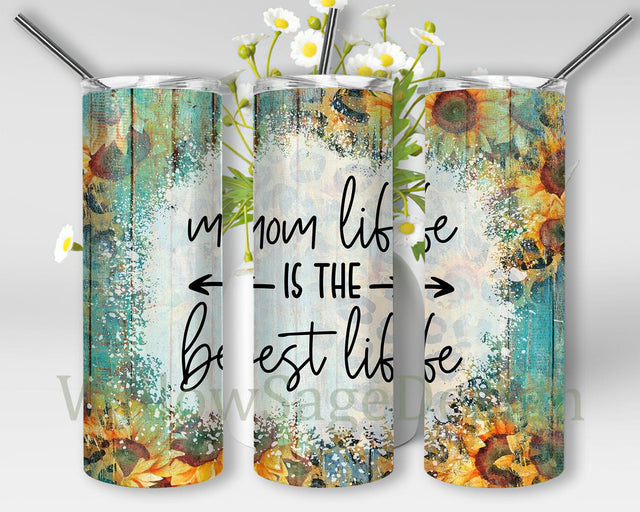 Mom Life Is The Best Life Tumbler Png, Mom Life Sunflowers 20oz Skinny Tumbler, Leopard Wood Turquoise Tumbler Wrap, Mom Sublimation Design, Digital Download Sublimation WillowSageDesign 