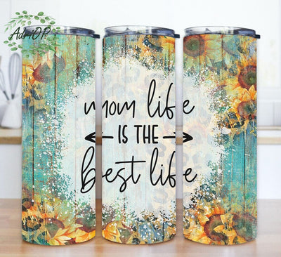 Mom Life Is The Best Life Tumbler Template, Western Mom 20oz Skinny Tumbler, Sunflower Leopard Tumbler Wrap, Mom Life Tumbler With Lid And Straw, Instant Download Sublimation AdriOP 
