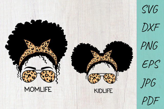 Mom life Kid life Svg | Leopard Momlife Svg | Afro Women Svg SVG Irina Ostapenko 