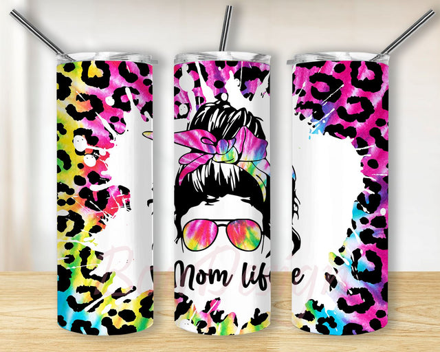 Mom Life Leopard Tie Dye Wrap 20oz Skinny tumbler PNG Instant Download Sublimation Printable Instant Download Sublimation BouDesign 