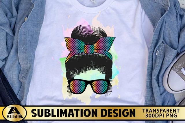 Mom Life PNG Sublimation Messy Bun with Glasses Mothers Day SVG zoellartz 