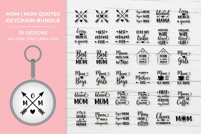 Mom life quotes keychain bundle SVG. Mothers Day key chain SVG LaBelezoka 