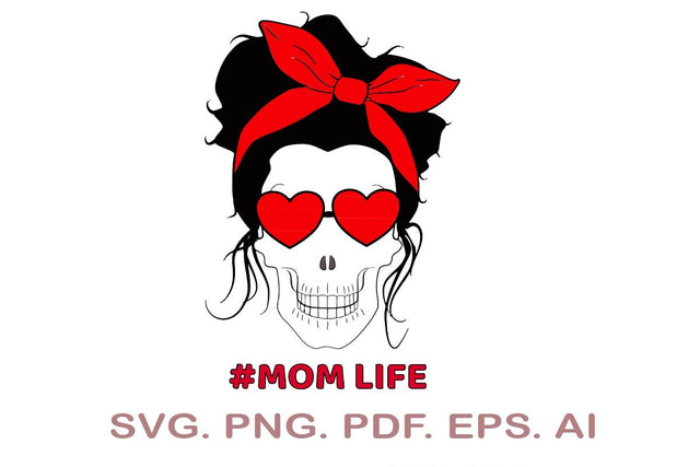 Mom Life Skull, Messy Bun SVG, Mom Life SVG SVG MagicDesignUS 