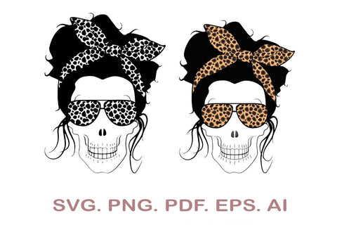 Mom Life Skull SVG Bundle, Messy Bun SVG, Leopard Mom Skull SVG, Mom Life SVG SVG MagicDesignUS 