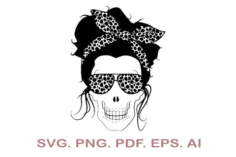 Mom Life Skull SVG Bundle, Messy Bun SVG, Leopard Mom Skull SVG, Mom Life SVG SVG MagicDesignUS 