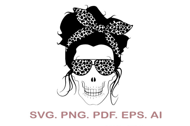 Mom Life Skull SVG, Messy Bun SVG, Leopard Mom Skull SVG, Mom Life SVG SVG MagicDesignUS 