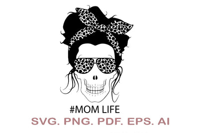 Mom Life Skull SVG, Skull with Bandana SVG, Leopard Bandana SVG SVG MagicDesignUS 