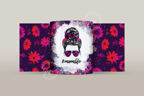 Mom Life Sunflower Messy Bun Hair Sublimation Mug Template, Coffee Mug Wrap, 11 & 15 Oz Mug Wrap, Cricut Mug Press Sublimation Wrap Template Sublimation Syre Digital Creations 