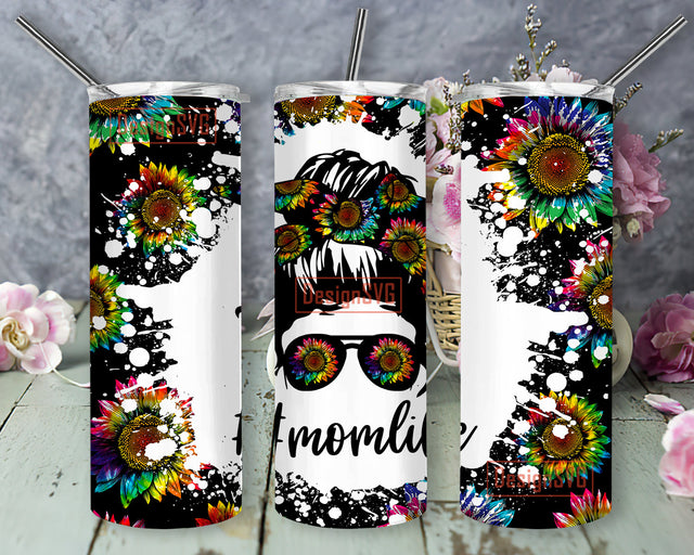 Mom Life Sunflower Tie Dye Sumlimation for 20oz Skinny Tumbler Wrap, Mama Designs Template PNG Tumbler, Sunflower Tie DyeInstant Download Sublimation DesignSVG 