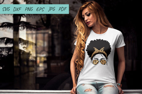 Mom life SVG, Afro Women SVG, Mom Messy Bun, Leopard print SVG Irina Ostapenko 