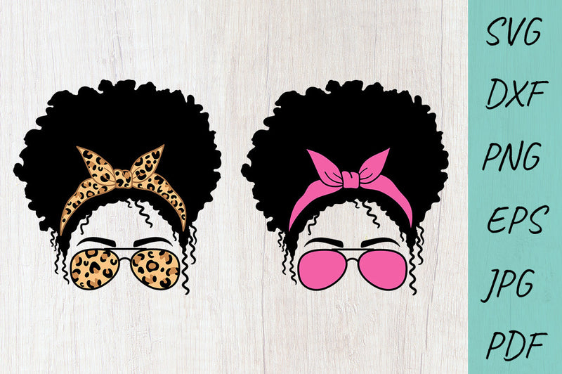 Mom life SVG, Afro Women SVG, Mom Messy Bun, Leopard print SVG Irina Ostapenko 