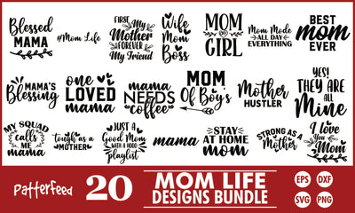 Mom Life SVG Designs Bundle SVG PatternFeed8 
