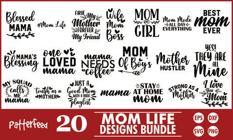 Mom Life SVG Designs Bundle SVG PatternFeed8 
