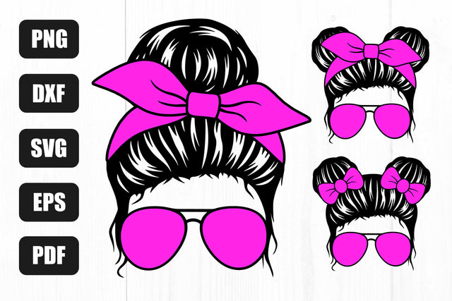 Mom Life Svg, Kid Life Svg, Messy Bun Svg, Mom Daughter, Png SVG Litke Designs 