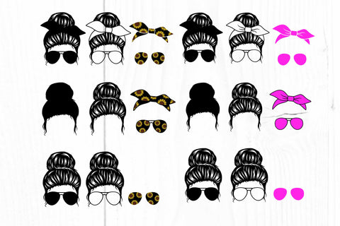 Mom Life Svg, Messy Bun Svg Bundle, Messy Bun Bandana Svg SVG Litke Designs 
