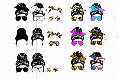 Mom Life Svg, Messy Bun Svg Bundle, Messy Bun Bandana Svg SVG Litke Designs 
