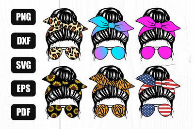 Mom Life Svg, Messy Bun Svg Bundle, Messy Bun Bandana Svg SVG Litke Designs 