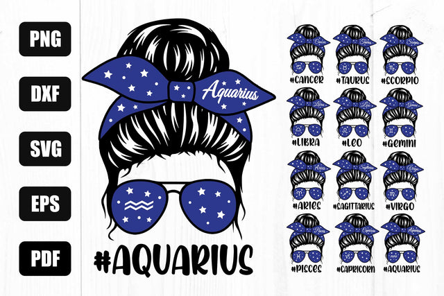 Mom Life Svg, Messy Bun Svg Bundle, Zodiac Svg Bundle SVG Litke Designs 