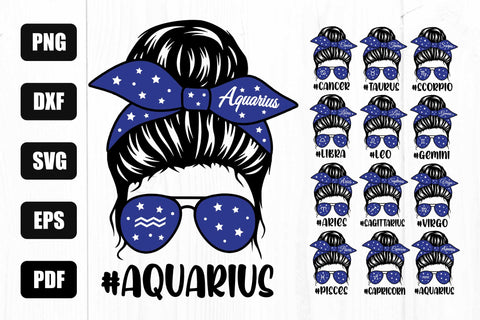 Mom Life Svg, Messy Bun Svg Bundle, Zodiac Svg Bundle SVG Litke Designs 