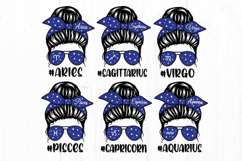 Mom Life Svg, Messy Bun Svg Bundle, Zodiac Svg Bundle SVG Litke Designs 