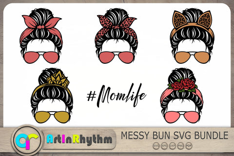 Mom Life Svg, Messy Bun Svg, Messy Bun Svg Bundle SVG Artinrhythm shop 