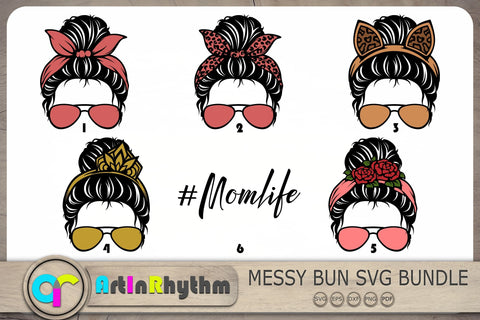 Mom Life Svg, Messy Bun Svg, Messy Bun Svg Bundle SVG Artinrhythm shop 