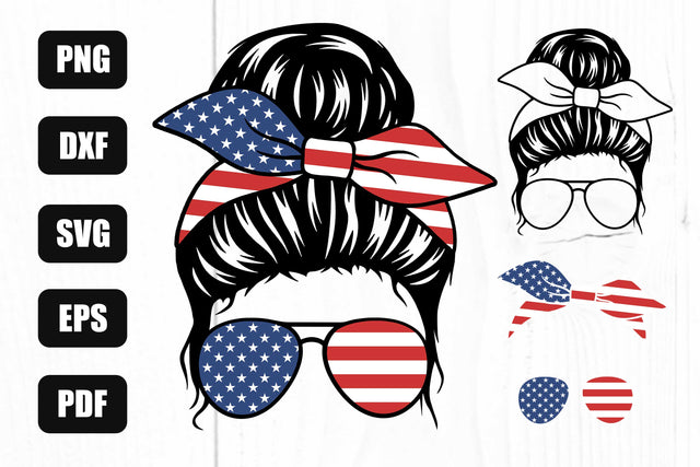 Mom Life Svg, Messy Bun Svg, USA Svg, 4th of July Svg SVG Litke Designs 