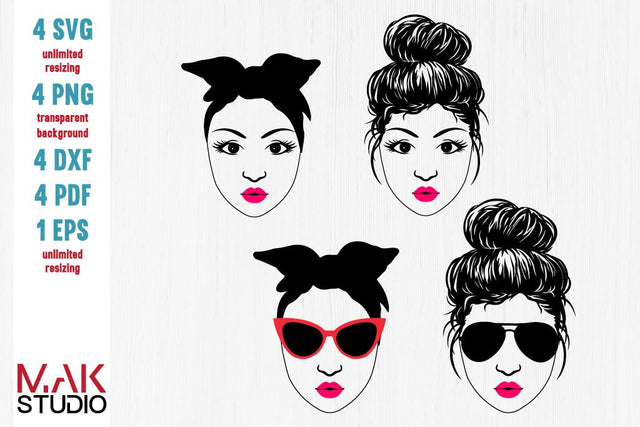 Mom life svg, Mom life with bandana svg, Mama svg Woman head svg, Mom life dxf, Mom life png, Mom life cut files SVG MAKStudion 