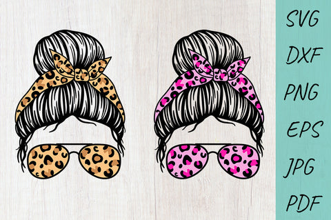 Mom life svg, Mom Messy Bun svg, Leopard print SVG Irina Ostapenko 