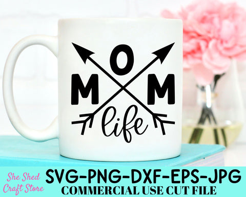 Mom Life SVG | Mug For Mom SVG Design | Mothers Day Coffee Mug Png SVG She Shed Craft Store 