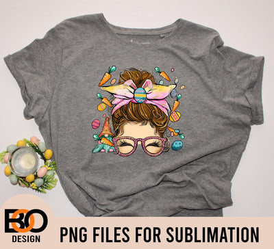 Mom Messy Bun Hair Easter day png, ublimation Designs Downloads, Easter Day Png,Easter Png Sublimation BOO-design 