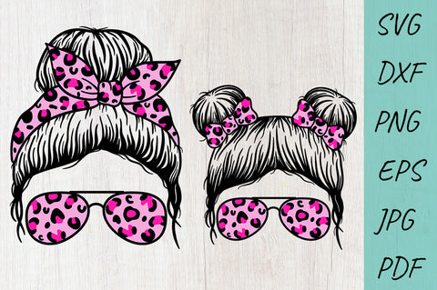 Mom Messy Bun svg, Girl Messy Bun, Leopard print, Mom life SVG Irina Ostapenko 