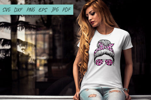 Mom Messy Bun svg, Girl Messy Bun, Leopard print, Mom life SVG Irina Ostapenko 