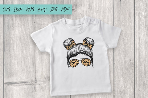 Mom Messy Bun SVG, Girl Messy Bun SVG, Leopard Mom SVG SVG Irina Ostapenko 