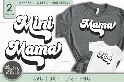 Mom Mini Retro Mini Bundle SVG - PNG, DXF, SVG, EPS SVG Style and Stencil 