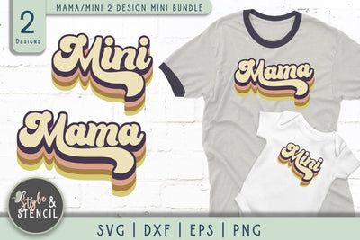 Mom Mini Retro Mini Bundle SVG - PNG, DXF, SVG, EPS SVG Style and Stencil 