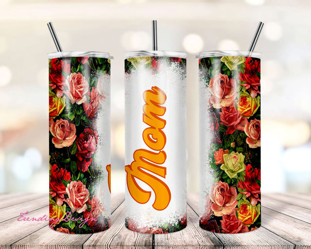 Mom Mother's Day Red Rose Gold Floral Sublimation Tumbler Seamless Sublimation Designs Downloads - Skinny Tumbler 20oz Design Sublimation TrendingDesign 