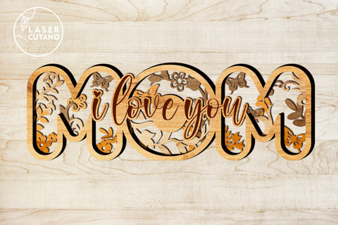 MOM Multilayer Laser Cut File, Mother's Day Svg, Laser Cutting Template, Mandala, Sign SVG, 3D Designs SVG LaserCutano 