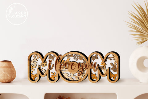 MOM Multilayer Laser Cut File, Mother's Day Svg, Laser Cutting Template, Mandala, Sign SVG, 3D Designs SVG LaserCutano 