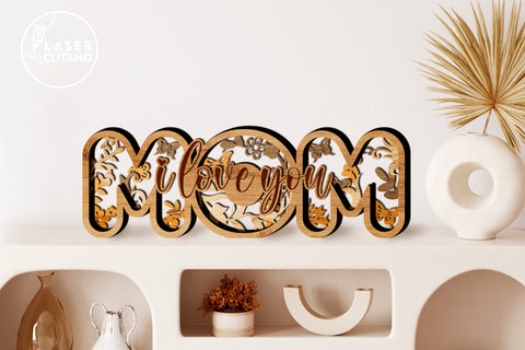 MOM Multilayer Laser Cut File, Mother's Day Svg, Laser Cutting Template, Mandala, Sign SVG, 3D Designs SVG LaserCutano 